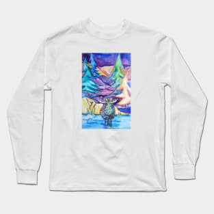 Moose Bath With Birds Long Sleeve T-Shirt